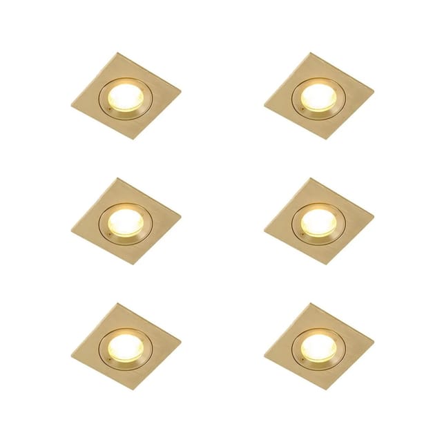 Set mit 6 modernen Einbaustrahlern Gold Quadratisch IP44 - Xena