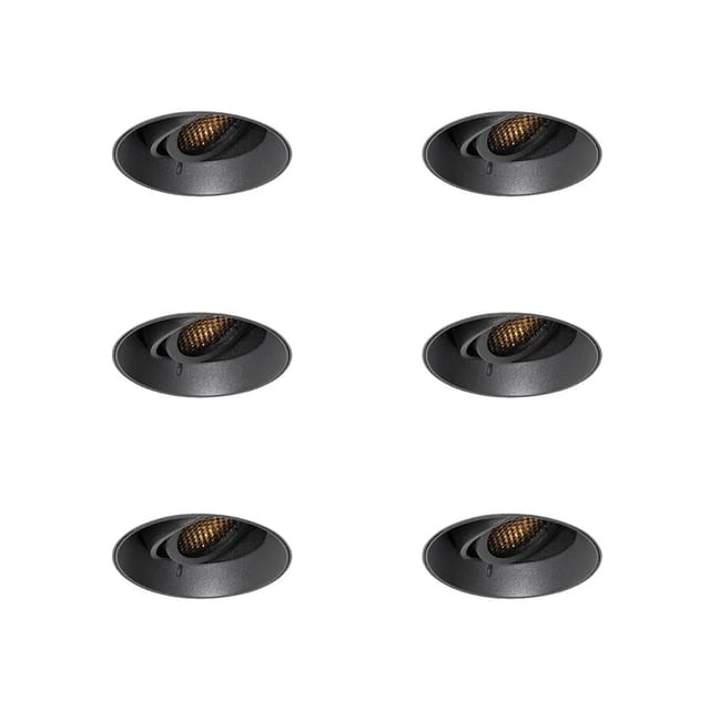 Set mit 6 modernen Einbauspots schwarz GU10 rund randlos - Oneon Honey