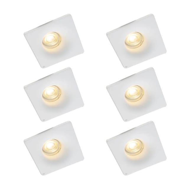 Set mit 6 Einbauspots weiß 12 cm rund - Gypsy Stucco