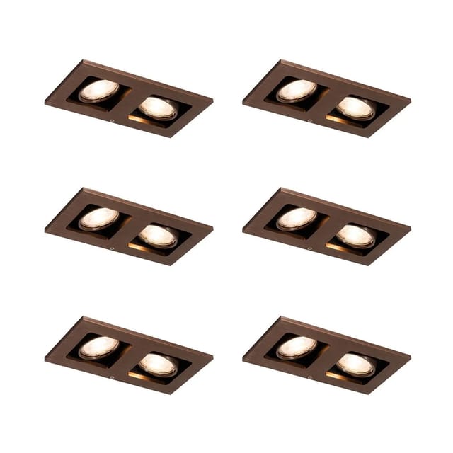 Set mit 6 Einbaustrahlern Dunkelbronze Rechteckig 2-Licht Verstellbar - Qure