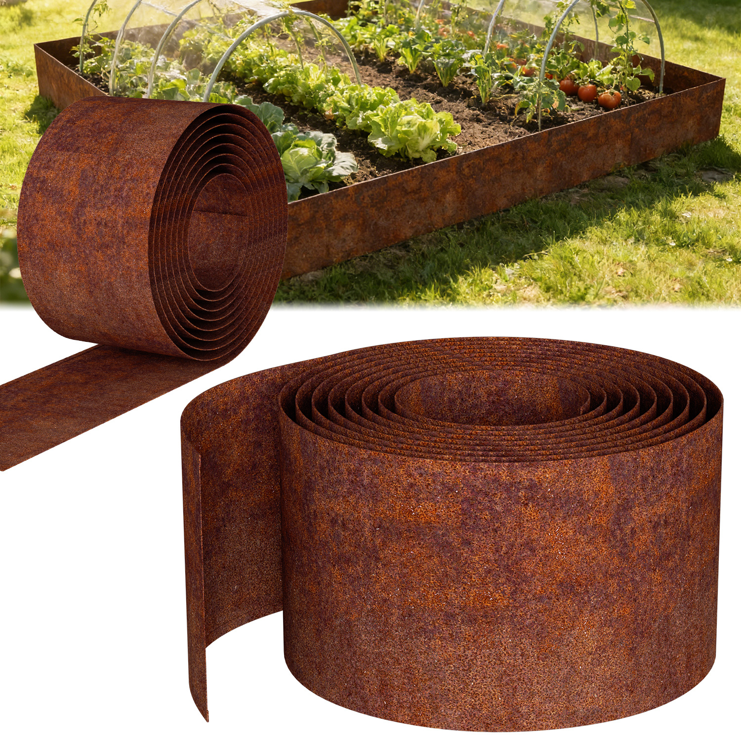 Tolletour Rasenkante 15 Cm X 25 M Trennrand Beet Zaun Flexibel Pflanzenschutz Garten Einfassung Rost