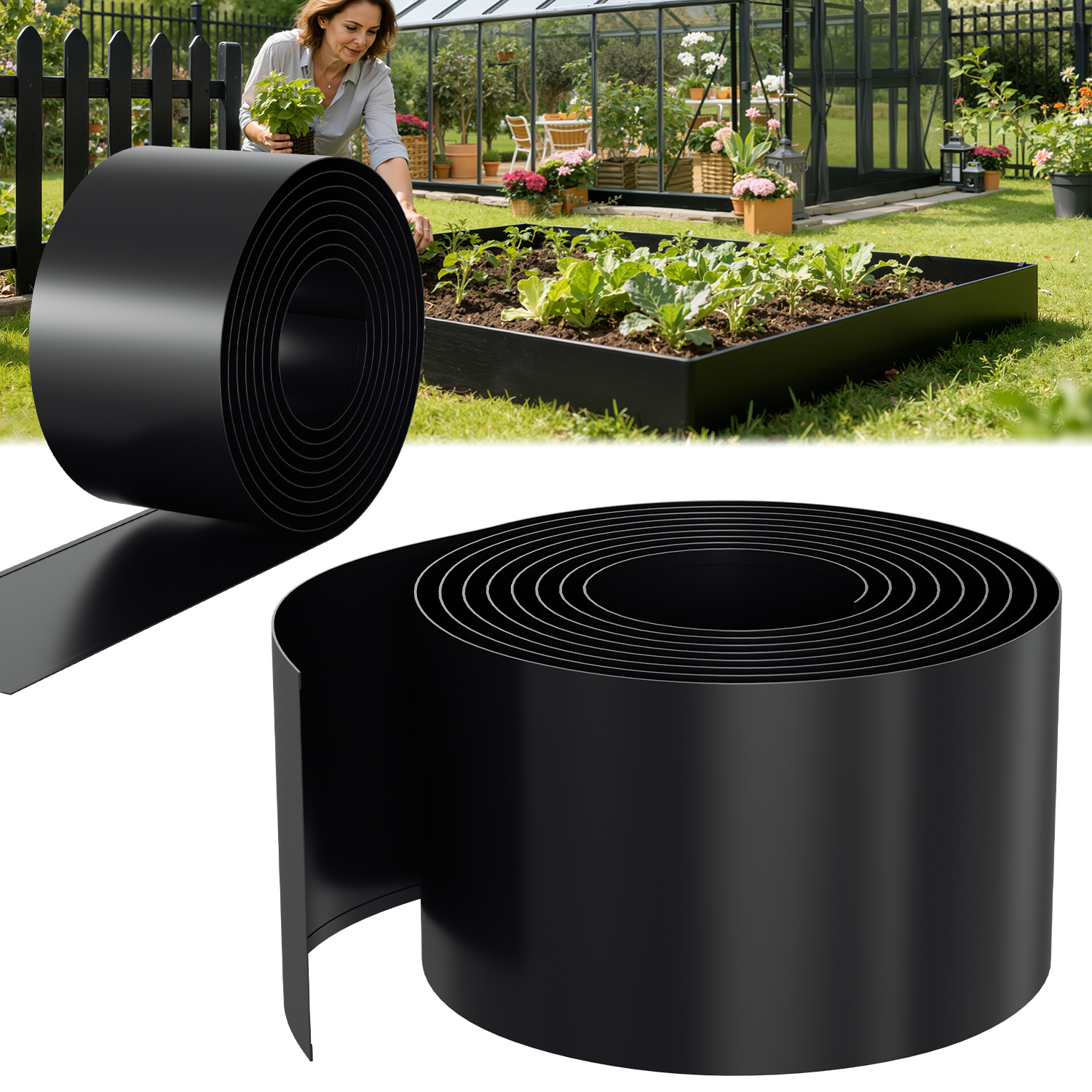 Tolletour Rasenkante 15 Cm X 5 M Trennrand Beet Zaun Flexibel Pflanzenschutz Garten Einfassung Schwarz