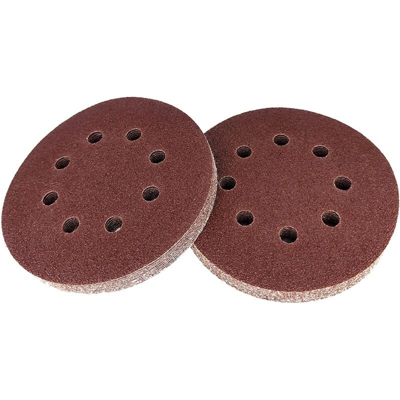 Packung Mit 100 Roten, 125 Mm (5 Zoll) Großen, 8-loch-schleifblättern Mit Klettverschluss Für Die Holzbearbeitung
