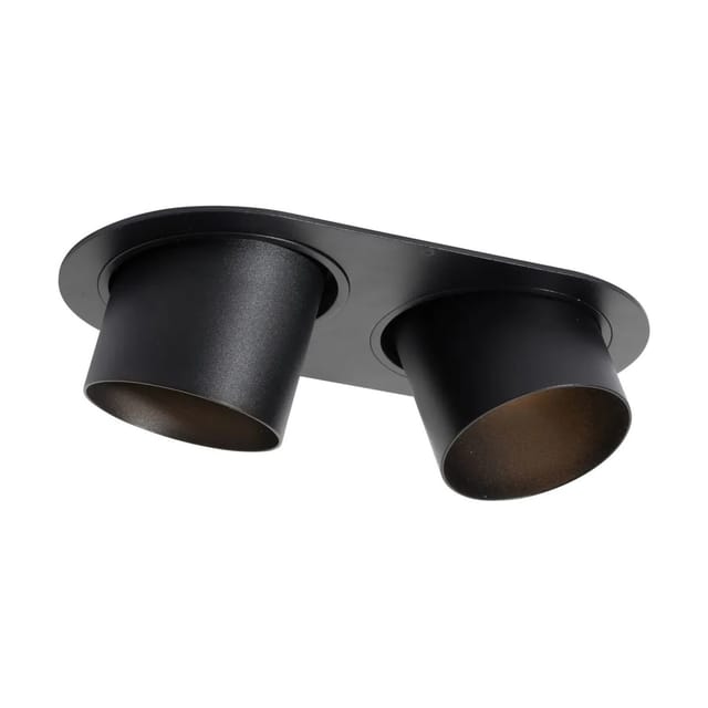 Runde Einbauleuchte schwarz GU10 70mm schwenkbar 2-flammig - Installa