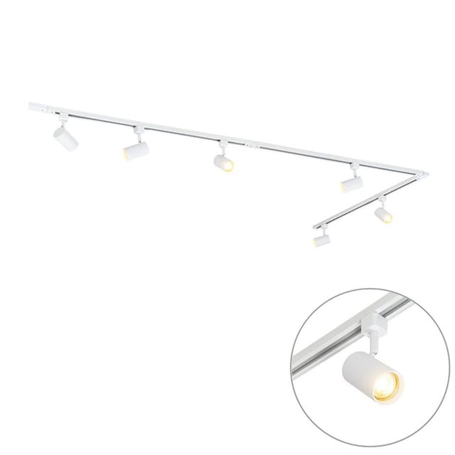 Modernes Schienensystem mit 6 weißen Strahlern 1-phasig 300cm - Iconic Jeana