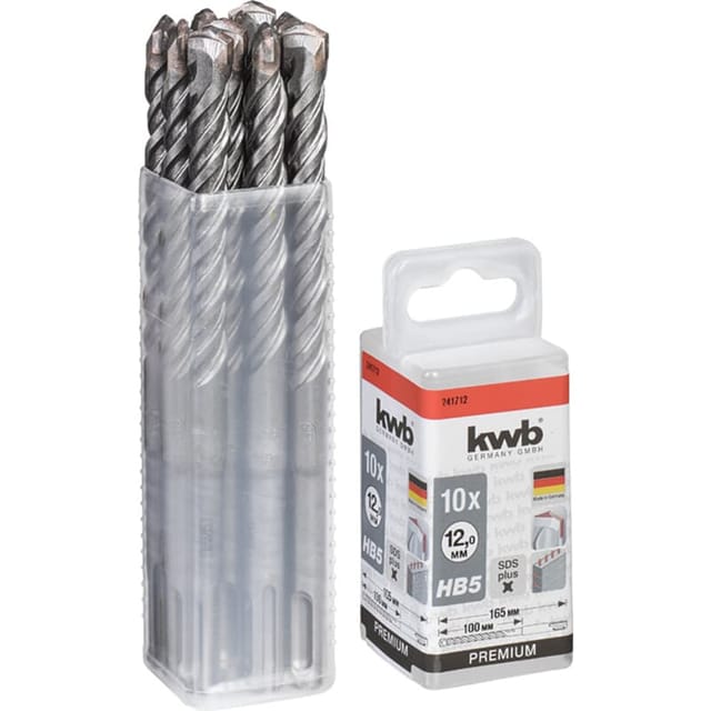 KWB - HB5 sds Plus Hammerbohrer, 165/100 mm, ø 12 mm, 10 Stück
