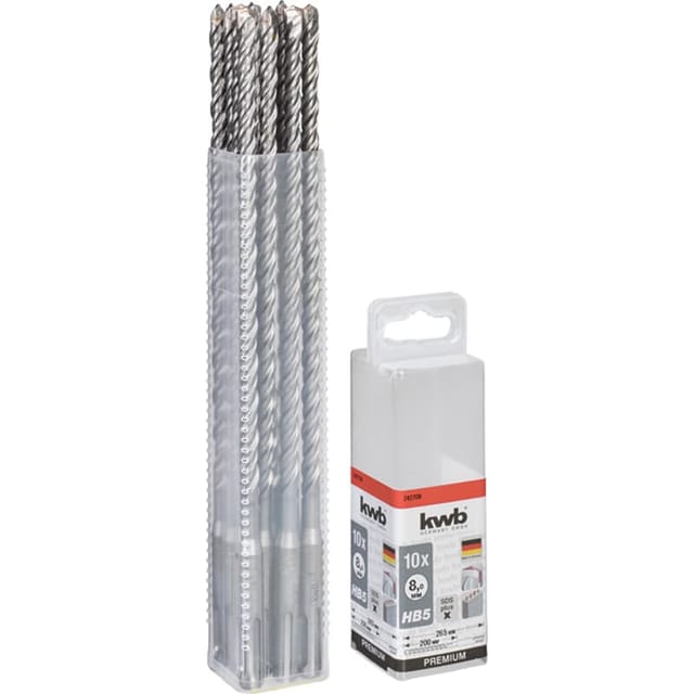 KWB - HB5 sds Plus Hammerbohrer, 265/200 mm, ø 8 mm, 10 Stück