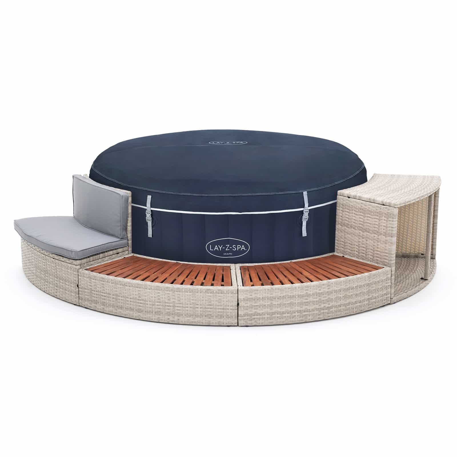 Bestway Lay-z-spa Miami – Energieeffizientes Aufblasbares Spa Mit Airjet-düsen, Ø 180 X 66 Cm + K2o Half Surround-auskleidung, 289 X 45 X 56 Cm