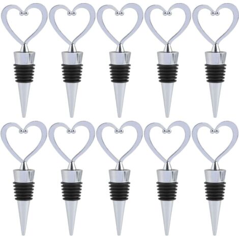 Lot De 10 Bouchons Réutilisables Pour Bouteille De Vin, Champagne, Prosecco, Bière, Spiritueux (forme De Cœur)