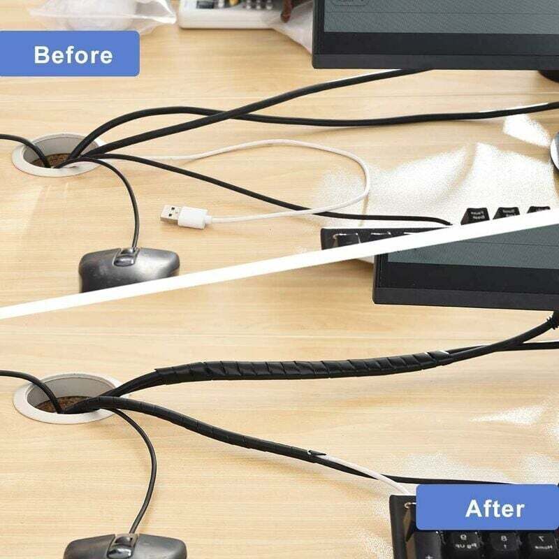 Kzq Spiralkabelschutz, 12 M Universeller, Flexibler Kabelschlauch, Kabelmanagement-rohr Zum Ordnen Und Verstecken Von Kabeln, Diy-kabelschutz Für Zuhause, Büro, Fernseher, Pc, Durchmesser: 8 Mm, Schwa