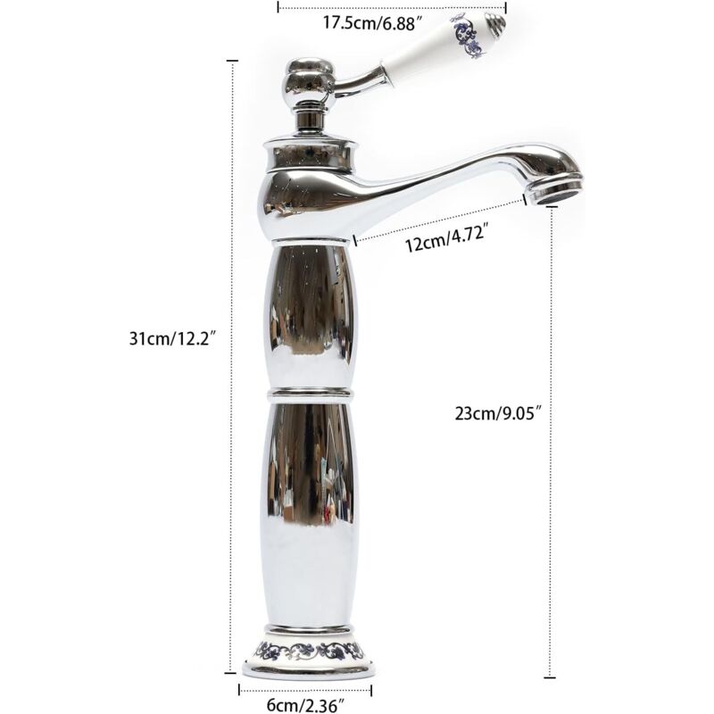 Hoher Badezimmerhahn – Retro-einhebel-waschtischhahn – Nostalgischer Badezimmerhahn Aus Gebürstetem Messing (silber)