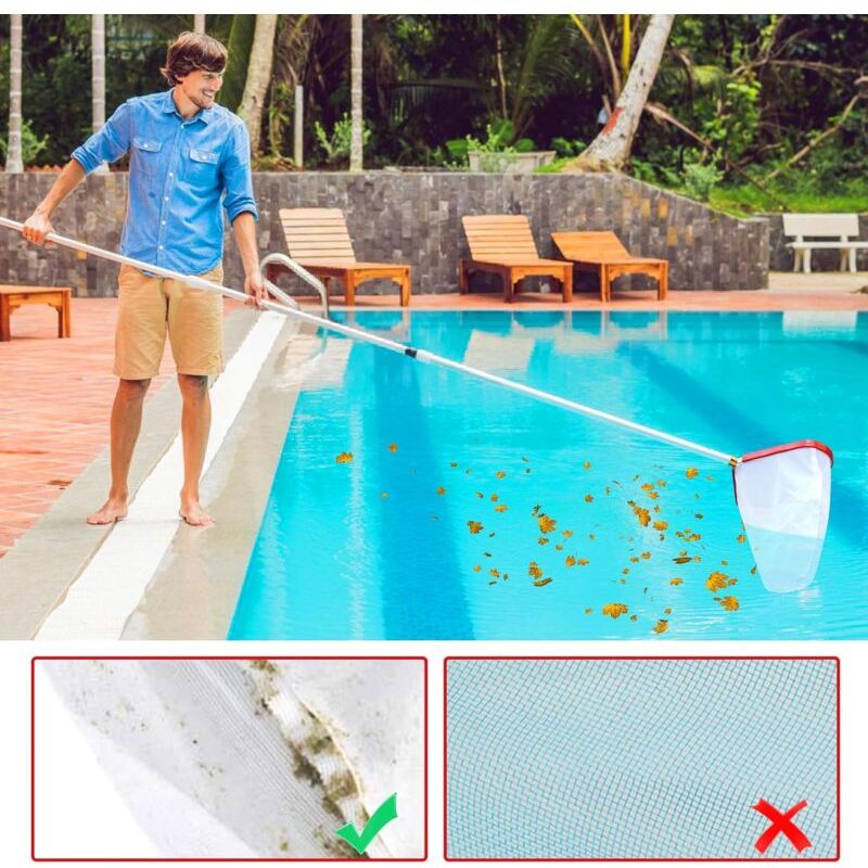 Professionelles Poolskimmernetz Mit Aluminiumrahmen, Teichskimmer, Poolskimmer, Poolzubehör, Tiefenkescher Zur Reinigung Von Blättern Und Insekten Im Pool