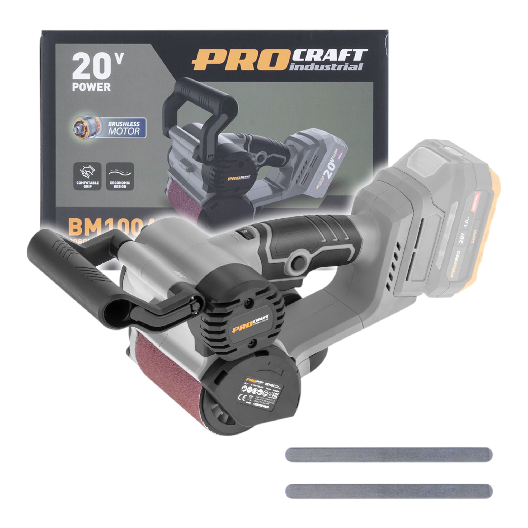 Procraft Industrial Bm100a Bb Akku Walzenschleifer 20 V 80 X 100 Mm Brushless Solo - Ohne Akku, Ohne Ladegerät