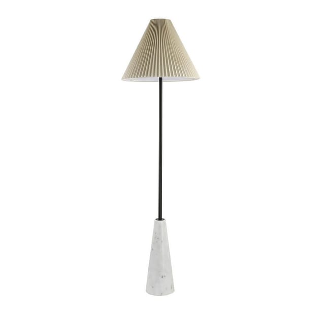 Home Deluxe - Stehlampe in Marmoroptik - Weiß Moderne Stehleuchte, elegante Beleuchtung, Lichtquelle mit Marmoroptik