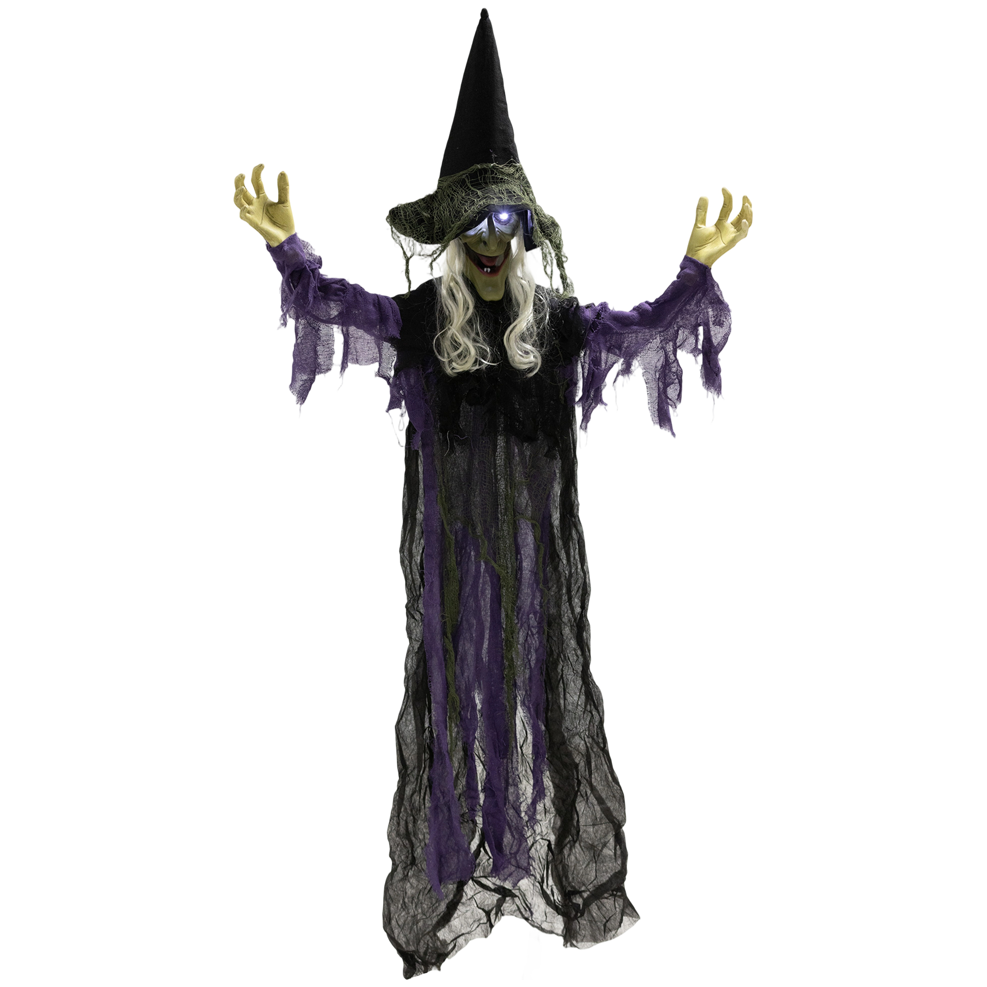 183cm Halloween Dekoration Hängende Halloween Hexe Mit Led-lichter, Soundfunktion Verstellbare Arme, Mund