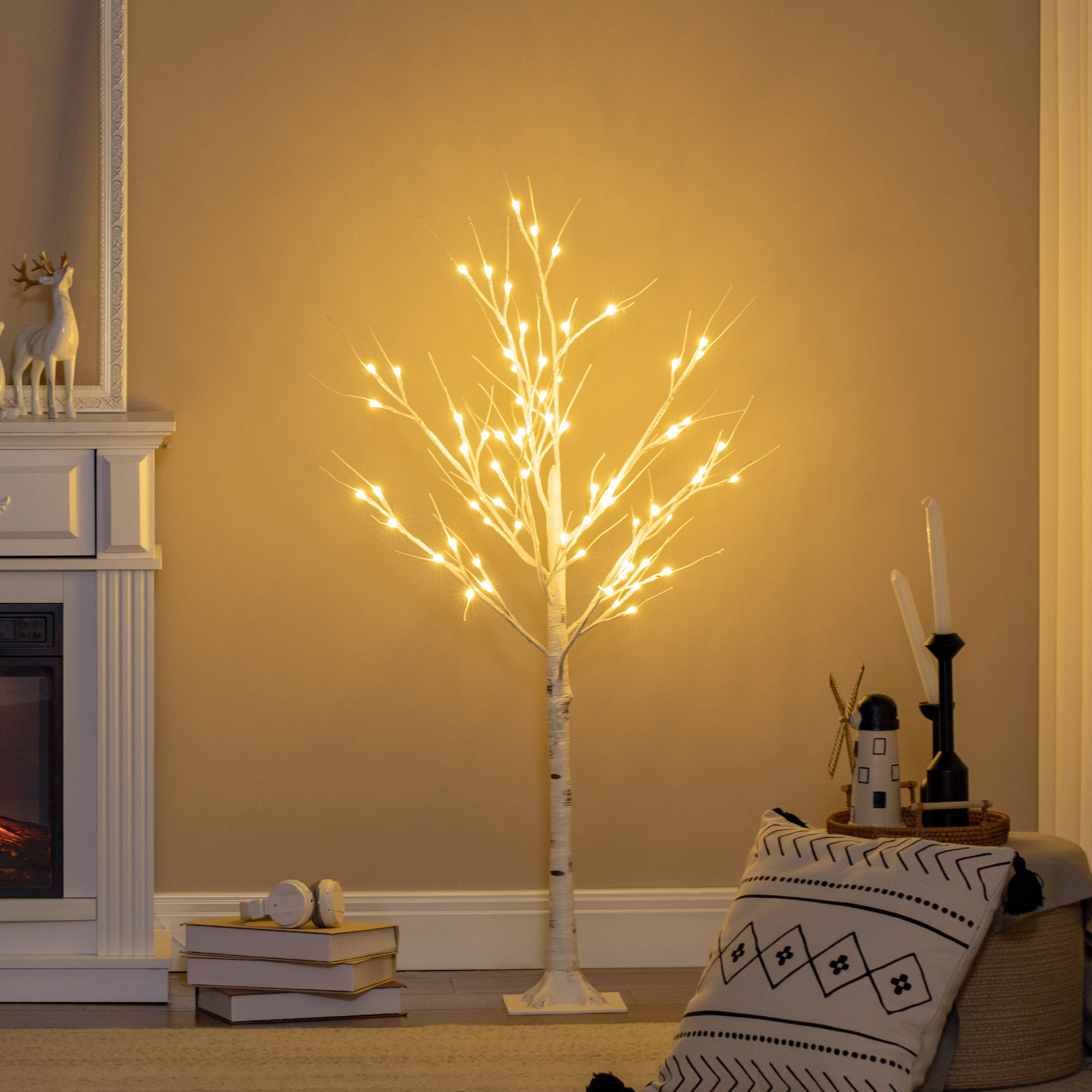 Weißer Weihnachtsbaum Mit Led-beleuchtung Und 8 Zweigen Für Drinnen Und Draußen, Künstlicher Weihnachtsbaum Aus Pp Und Metall, 17 X 17 X 120 Cm