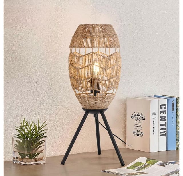 HOME DELUXE Tischlampe aus Jute KIKO - Natur Boho Tischlampe, Skandi Tischlampe, Jute Tischlampe Tischlampe, Boho Tischlampe, Skandi Tischlampe