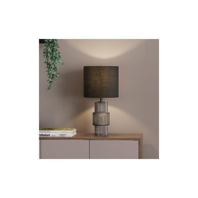 Große Tischlampe aus Glas yuki - Rauchgrau große Tischlampe, Glaslampe, Design Tischlampe - Home Deluxe