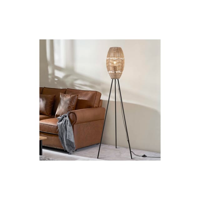 Home Deluxe - Tripod Stehlampe aus Jute kiko - Natur Jute Stehlampe, Boho Stehlampe, Skandi Stehlampe