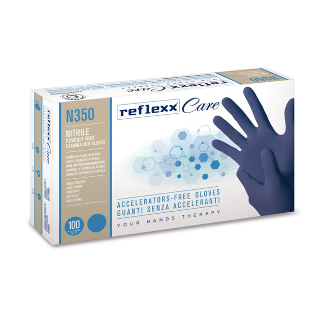N350 Nitrilhandschuhe ohne Beschleuniger, mikrorau, 3,2 g, Kat. 3, 100 Stück, xs - Reflexx