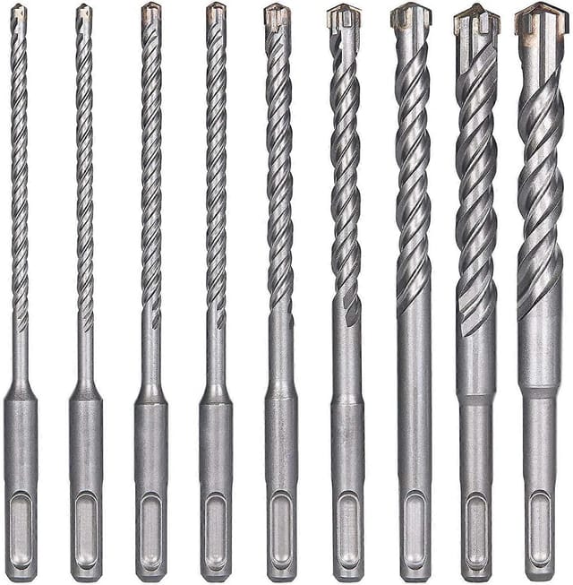Tonchean - Betonbohrer, 9 Stück (5 mm 16 x 160 mm), SDS-Plus-Elektrobohrer für Schlagbohrmaschinen, Kreuzkopfbohrer für Ziegel, Stein, Natur