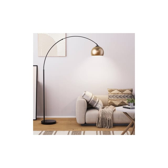 Bogenlampe aus Metall talia - Gold Bogenlampe, Metall Stehlampe, goldene Lampe - Home Deluxe