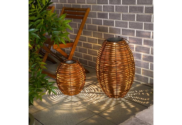 Esotec - Solar Rattanleuchte Victoria 2er Set usb, cct Funktion, Polyrattan 102280