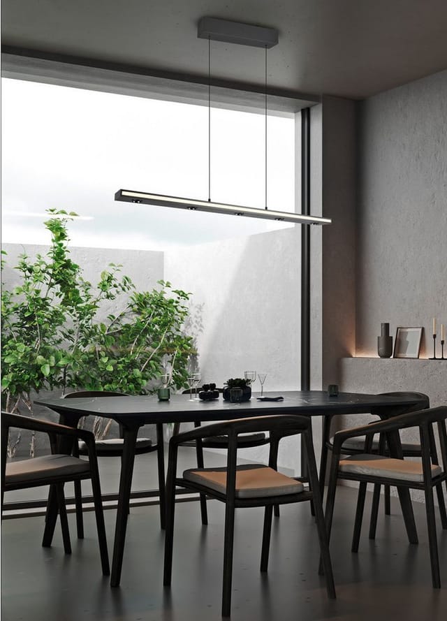 LED Pendelleuchte Hängeleuchte Deckenleuchte schwarz matt dimmbar up and down H 200 cm