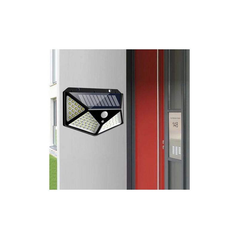 Solar-außenleuchten, 【270° 4-seitige Beleuchtung - 2200 Mah】 Wasserdichte Solar-wandleuchte Mit 100 Leds Und Bewegungssensor Für Garten Und Hof - 【4er-set】