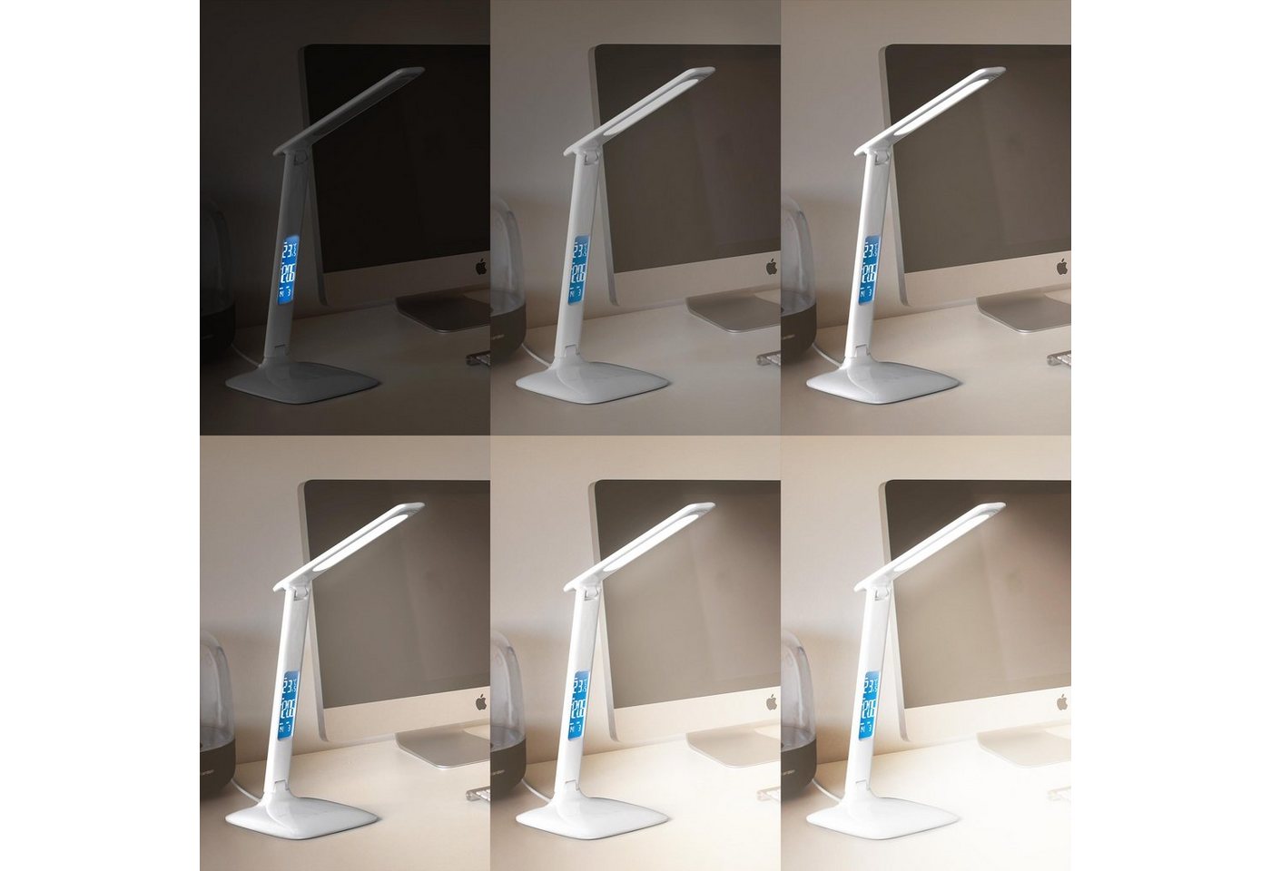 Schreibtischlampe, Dimmbar, Farbwechsel, Temperatur-, Alarm- & Kalenderfunktion, led Tischlampe - Brandson Bild 4