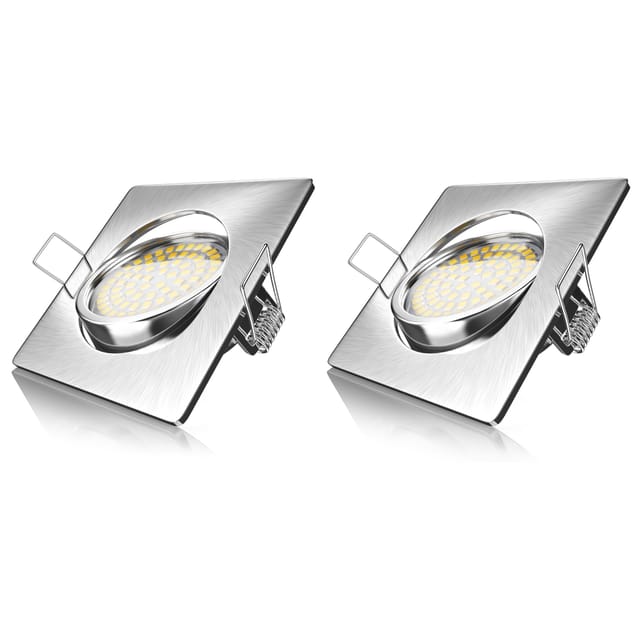 Brandson - 2x led Einbaustrahler in Edelstahl Optik, schwenkbarer Deckenspot mit 320 Lumen / Warmweiß