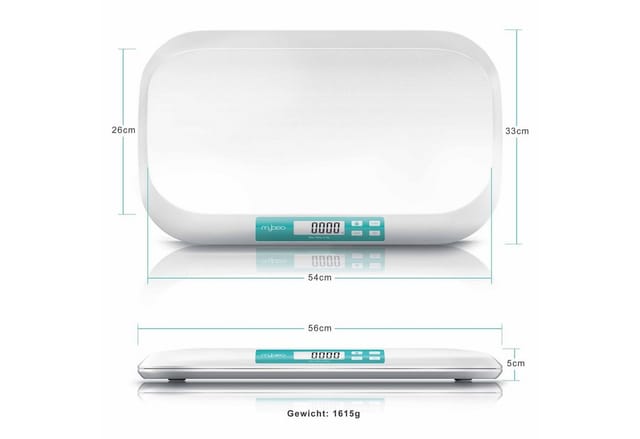 Mybeo - Digitale Babywaage mit Display 50 g bis 20 kg / 3 Zoll Display / Einheit kg & lb