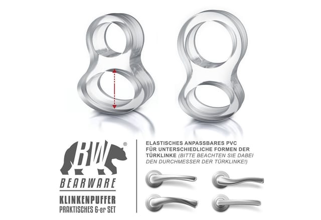Bearware - Türklinkenpuffer Twin 6er Set Türgriffpuffer, Türstopper, Stoßfänger 25 x 45 mm
