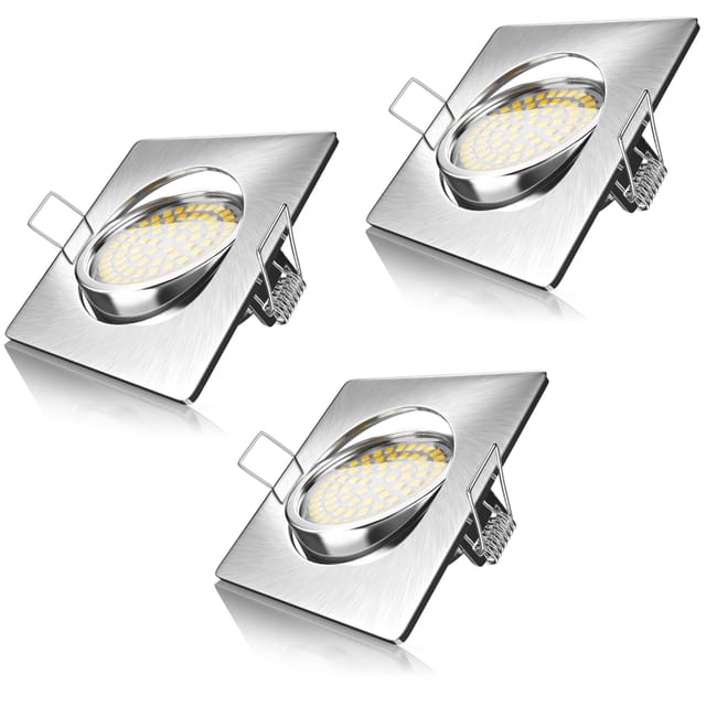 Brandson - 3x led Einbaustrahler in Edelstahl Optik, schwenkbarer Deckenspot mit 320 Lumen / Warmweiß