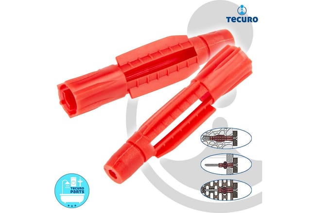 Tecuro - Universal Hohlraumdübel Allzweckdübel Dübel 6,0 x 37 mm - 100 Stück - Kunststoff rot