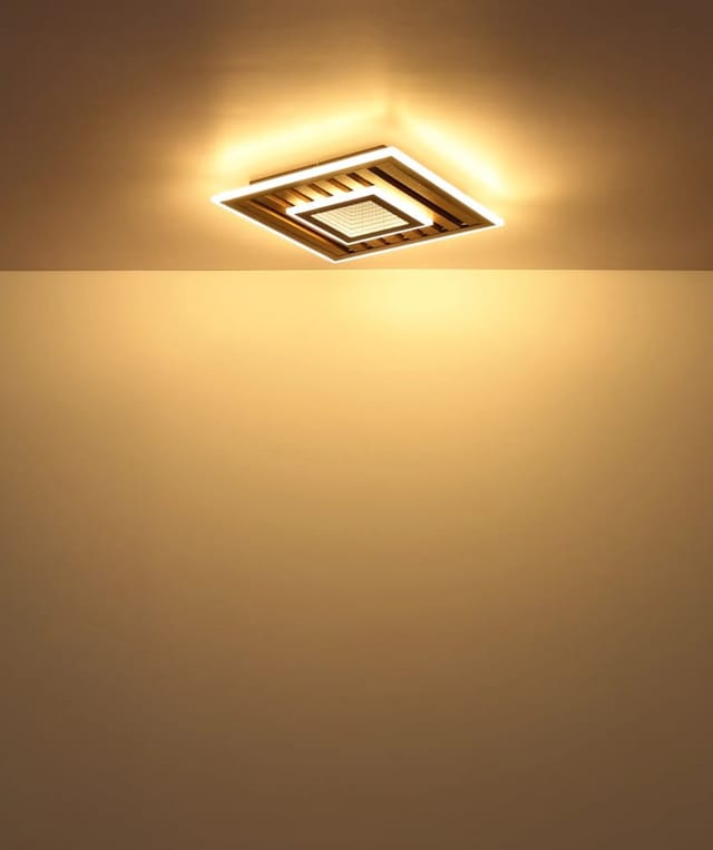 Globo Lighting - Deckenleuchte Deckenlampe Holzleuchte Schlafzimmerleuchte quadrat schwarz led
