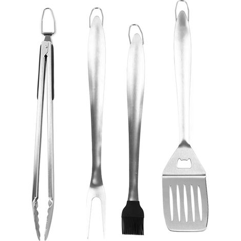Ensemble De Barbecue En Acier Inoxydable, Robuste, Épais, Antirouille, Avec Crochet De Suspension, Idéal Pour Les Barbecues Portables Et Les Fêtes En Camping.