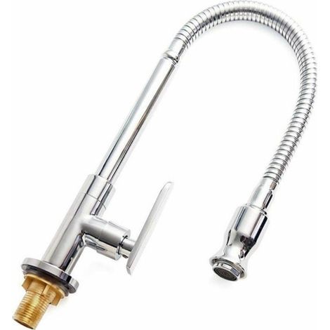 Robinet De Cuisine Extérieur, Robinet De Cuisine Monotrou À Poignée Unique Pivotant À 360°, Robinet D'Évier À Eau Froide.