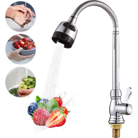 Robinet De Cuisine Élégant Sn 0017, Valve À Disque Céramique, Matériau De Haute Qualité, Bec Flexible, Finition Chromée