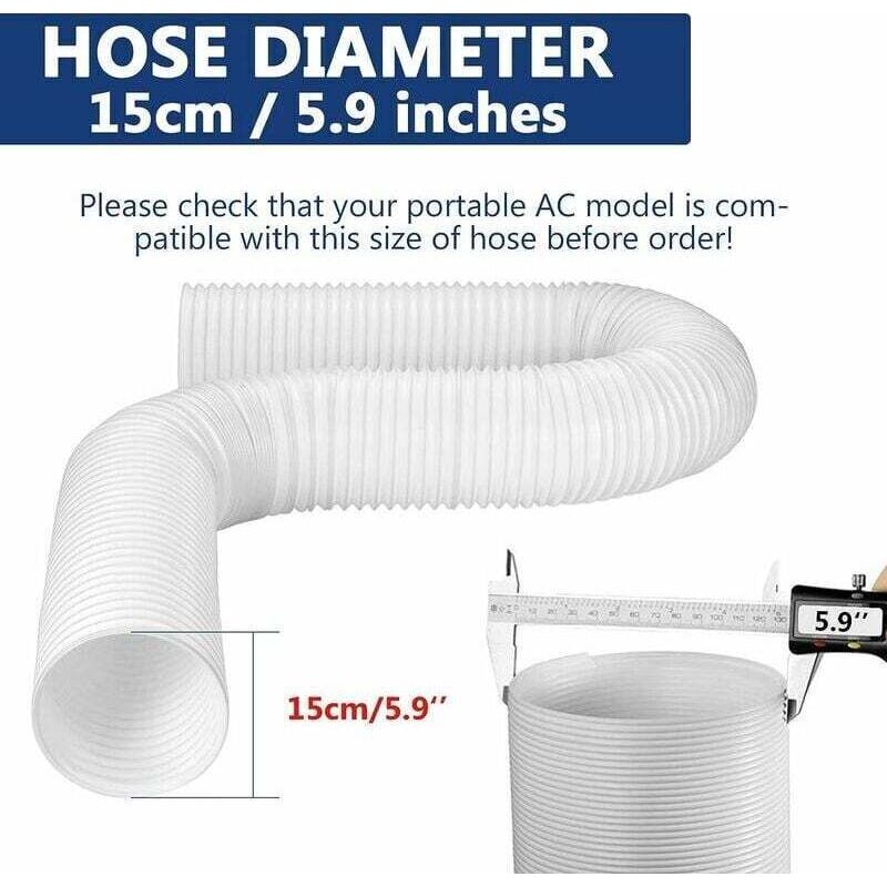 2 M Langer, Tragbarer Klimaanlagen-abluftschlauch – 150 Mm Durchmesser – Hitzebeständiges Polypropylen – Einfache Installation In Verschiedenen Räumen