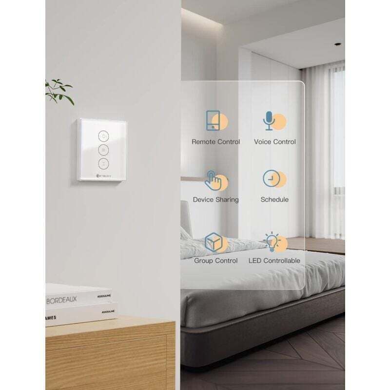 Paryou 2,4-ghz-wlan-smart-vorhangschalter, Touch-steuerung, Kompatibel Mit Alexa Und Google Home, Integrierter Timer, Schwer Entflammbares Abs
