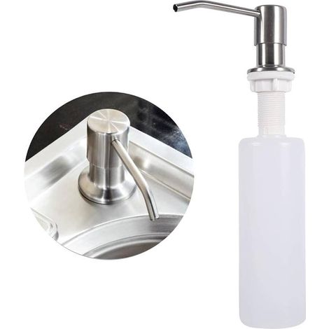 Pompe À Savon 300 Ml Pour Liquide Vaisselle, Pompe À Savon Pour Évier En Acier Inoxydable, Pompe À Savon Rechargeable Avec Pompe Rotative À 360°