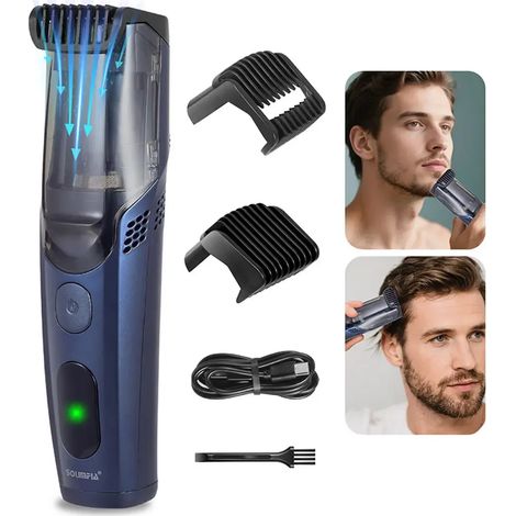 Tondeuse À Barbe Sans Fil, Rasoir Électrique Rechargeable Pour Hommes, Aspiration Intégrée, Convient Pour La Barbe Et Les Favoris, Étanche Ipx6.
