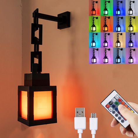 Veilleuse Lanterne Minecraft - Lumière Led 16 Couleurs, Rechargeable, Avec Télécommande [zhe]