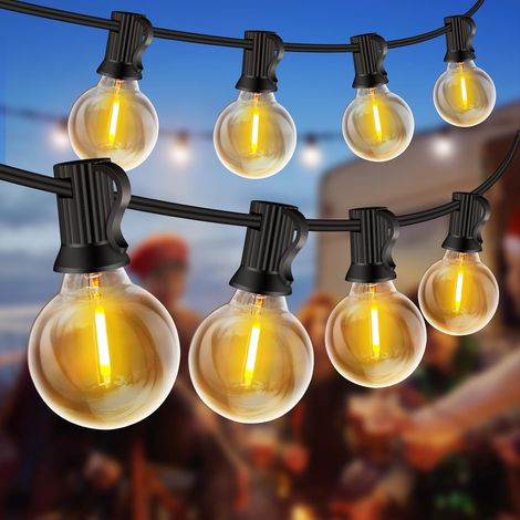 Guirlande Lumineuse Extérieure De 20 M, 30 + 2 Ampoules, Incassable Et Étanche, Connectable Led 20m—yuxdsyux