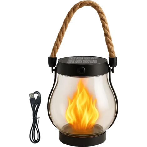 Une Lanterne Solaire D'Extérieur, Étanche, À Flamme Vacillante (1 Unité)