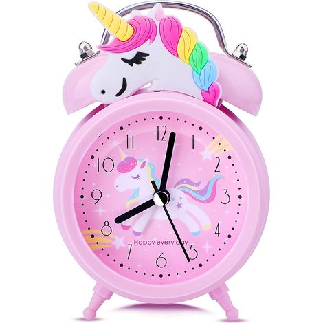 Réveil Licorne, Conçu Pour Les Filles, Réveil Silencieux De Table De Chevet, Rétroéclairé, Double Réveil, Idéal Pour Les Dormeuses Profondes.