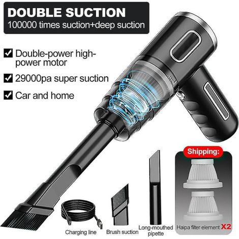 Aspirateur De Voiture Puissant 29 000 Pa, Utilisation Sur Surfaces Sèches Et Humides, Sans Fil Et Portable, Haute Puissance D'Aspiration N3 29 000 Pa - Noir