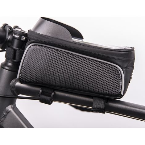 Sacoche De Cadre De Vélo Étanche Avec Support Pour Téléphone, Modèle 02, Noire.