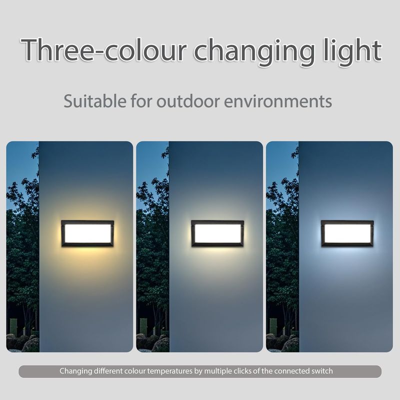 18-w-außenwandleuchte, 3000 K, 4000 K, 6500 K, Schutzart Ip65, Schwarze Led-außenbeleuchtung Für Garten, Terrasse Und Garage